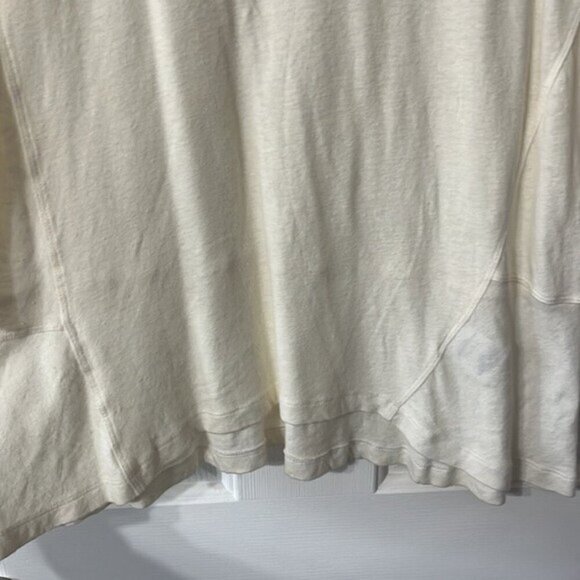 Maeve by Anthropology Linen Blend Cream Ivory Crew 3/4 Sleeve Tee Women's Small - Picture 5 of 8